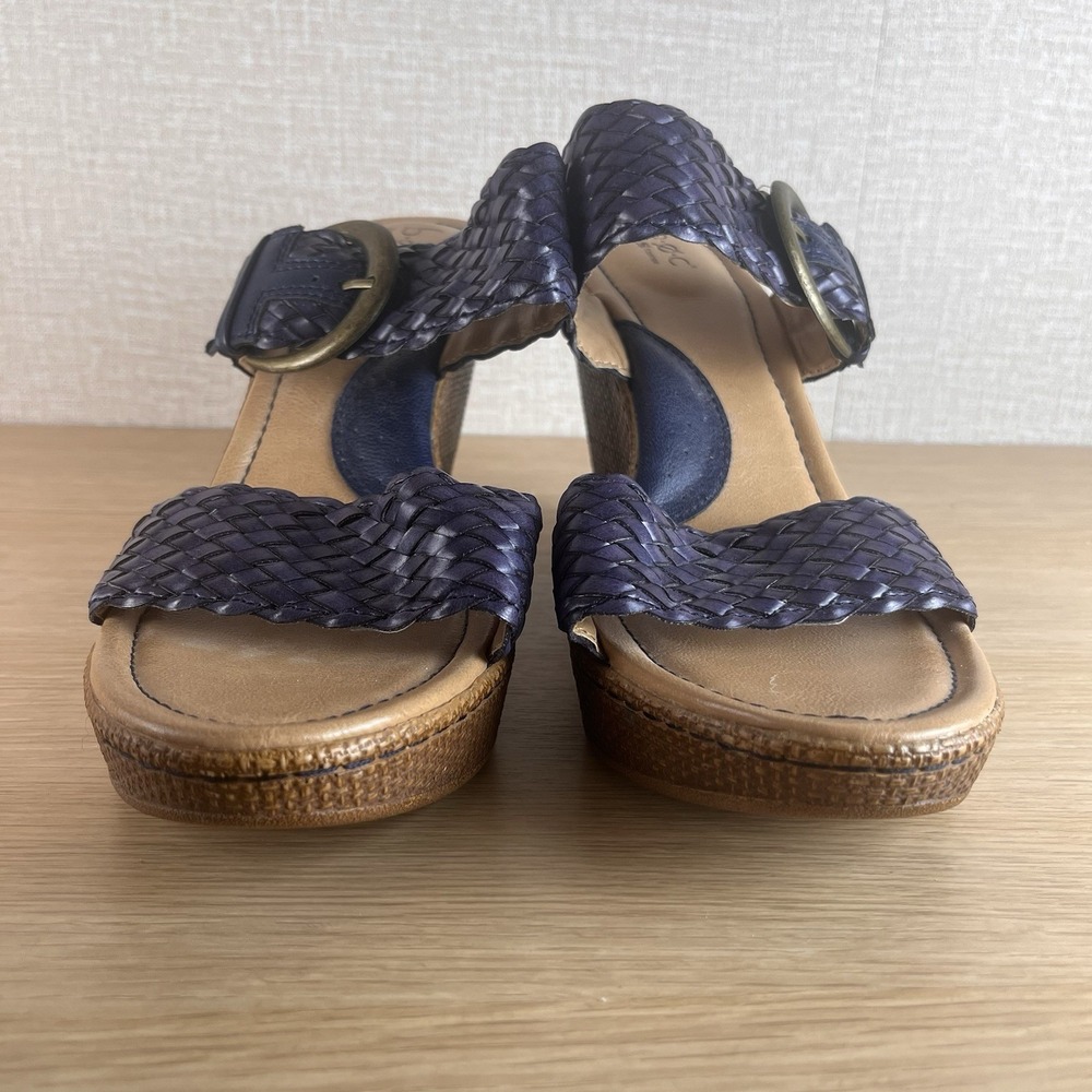 b.o.c Born Concept Woven Wedge Sandals Womens 11 Navy Blue Platform Slides - Picture 3 of 7